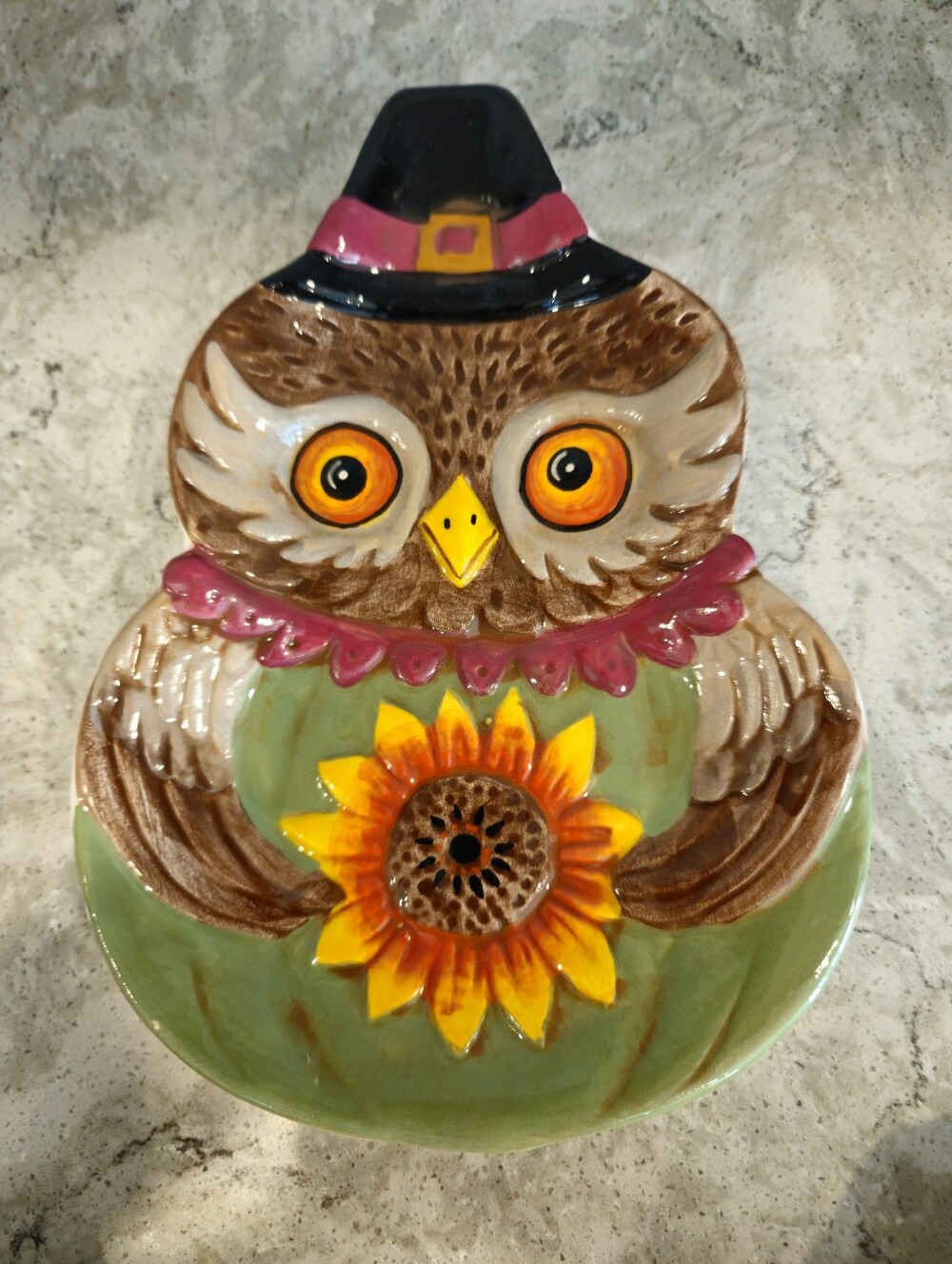 Johanna Parker Harvest Owl Spoon Rest /Appetizer dish Fall Thanksgiving